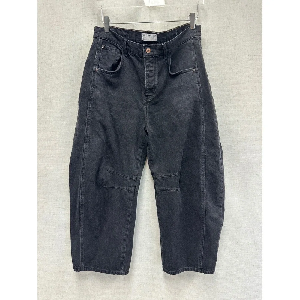 Free People We The Free Good Luck Barrel Jeans in Soundwave Washed Black Size 29
